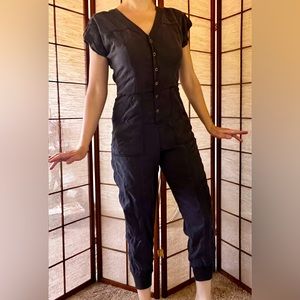 Anthropologie Huxley iron gray lyocell short sleeve button front jumpsuit